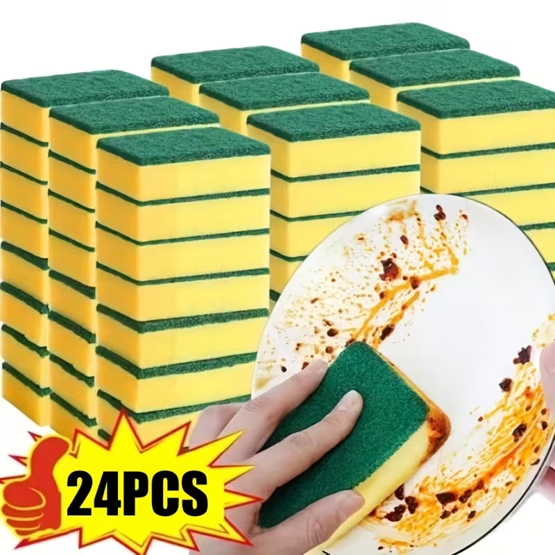 24pcs Yellow-Green Sponges